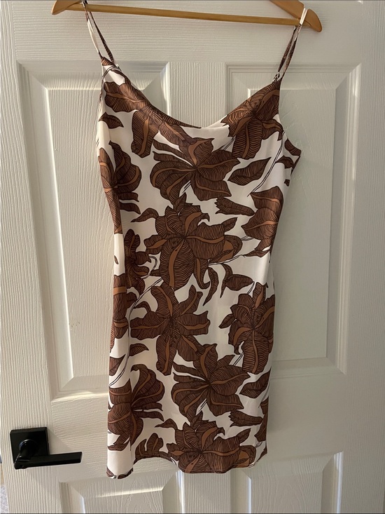Anthropologie Dresses & Skirts - Anthropology brown and cream Leaf-Print Mini Slip Dress - Women